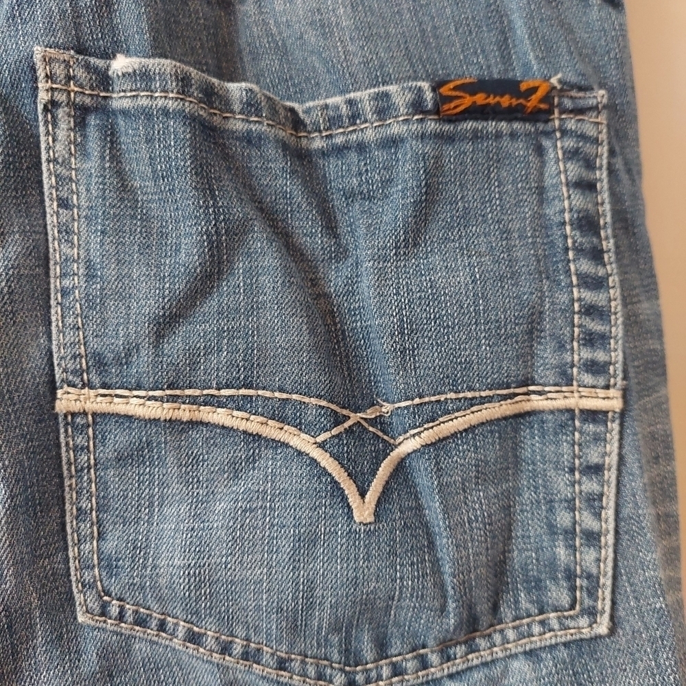 Seven 7 Blue Pants Denim Jeans Men Distressed Straight Fit Size 36 - Picture 10 of 14